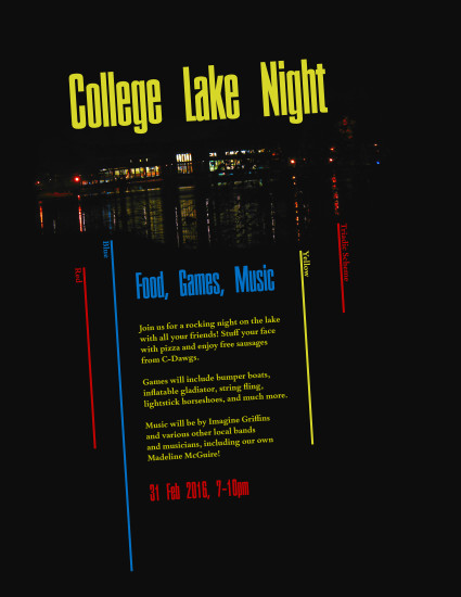 College lake night photo poster design