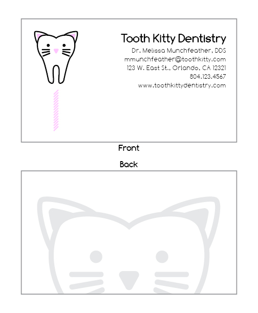 Tooth Kitty Business Card (enlarged)