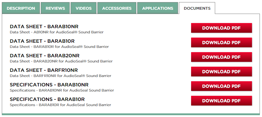 Acoustical Solutions download tab