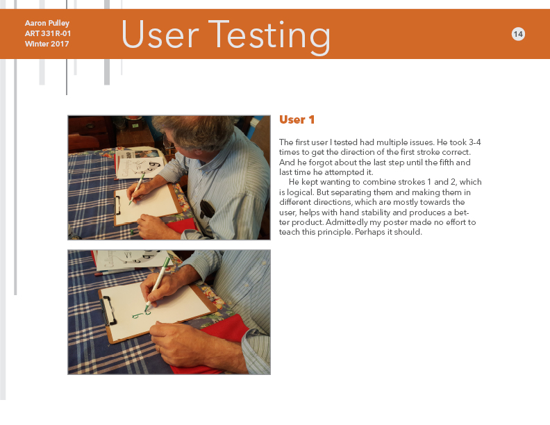 User testing in process book