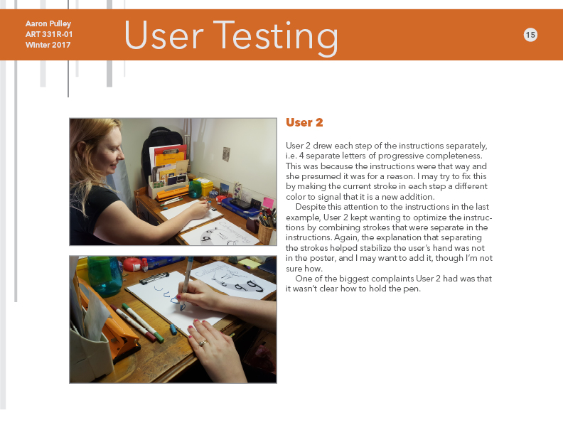 User testing in process book