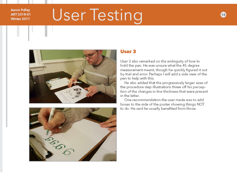 User testing in process book