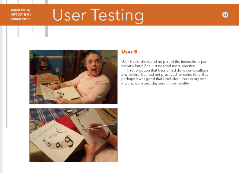 User testing in process book